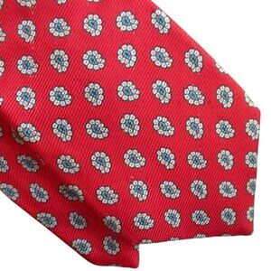 Vintage T.J.W. Mens Red Floral Pattern Silk Tie Paisley 58"